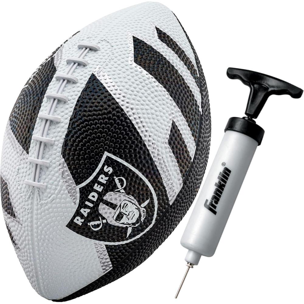 imageFranklin Sports NFL Team Footballs Rubber Youth Mini Balls for All Teams Kids 85quot Football Air Pump Sets Official NFL LicensedLas Vegas Raiders