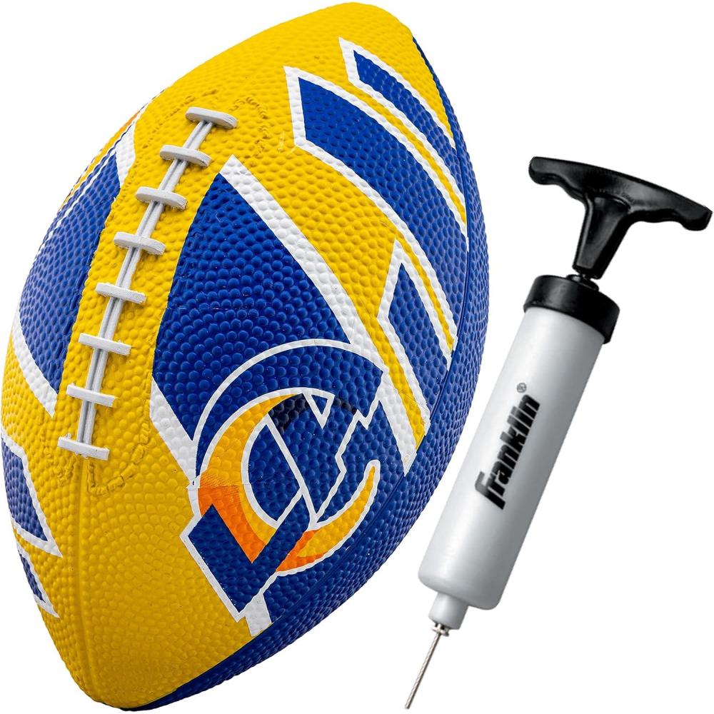 imageFranklin Sports NFL Team Footballs Rubber Youth Mini Balls for All Teams Kids 85quot Football Air Pump Sets Official NFL LicensedLos Angeles Rams