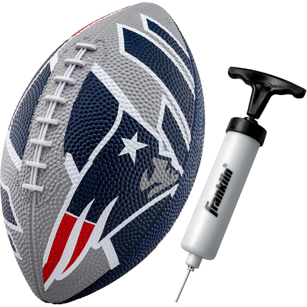 imageFranklin Sports NFL Team Footballs Rubber Youth Mini Balls for All Teams Kids 85quot Football Air Pump Sets Official NFL LicensedNew England Patriots