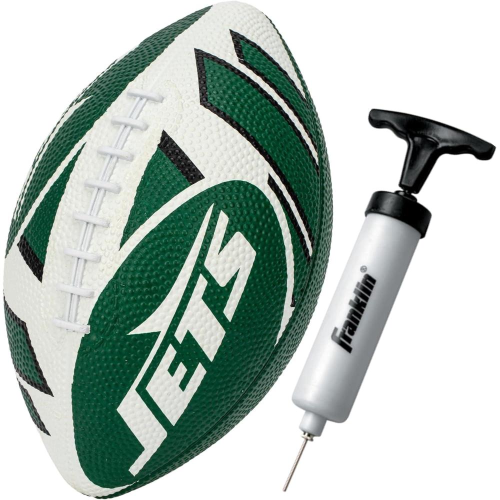 imageFranklin Sports NFL Team Footballs Rubber Youth Mini Balls for All Teams Kids 85quot Football Air Pump Sets Official NFL LicensedNew York Jets