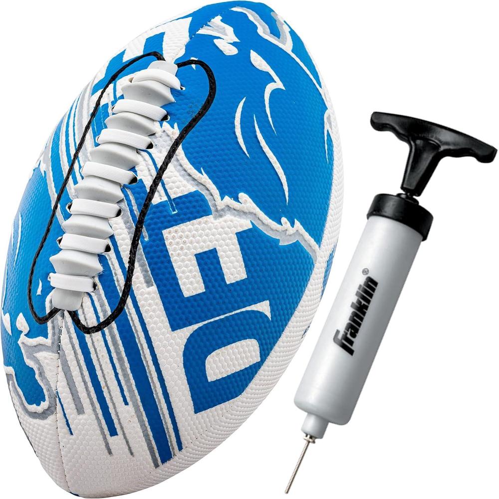 imageFranklin Sports NFL Team Mini Footballs  Youth 85quot Official NFL Licensed Football  Air Pump SetDetroit Lions