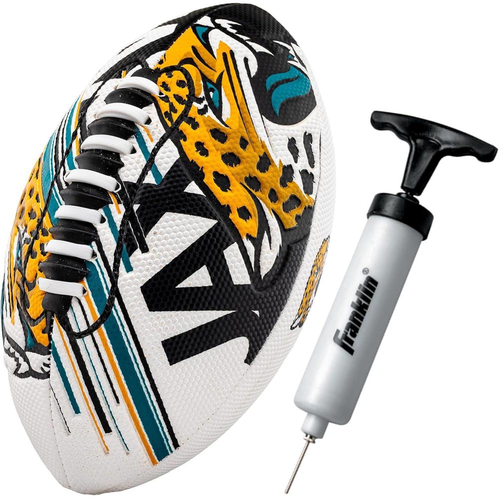 imageFranklin Sports NFL Team Mini Footballs  Youth 85quot Official NFL Licensed Football  Air Pump SetJacksonville Jaguars