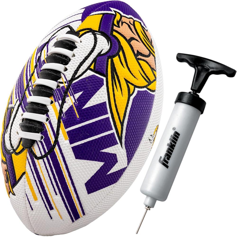 imageFranklin Sports NFL Team Mini Footballs  Youth 85quot Official NFL Licensed Football  Air Pump SetMinnesota Vikings