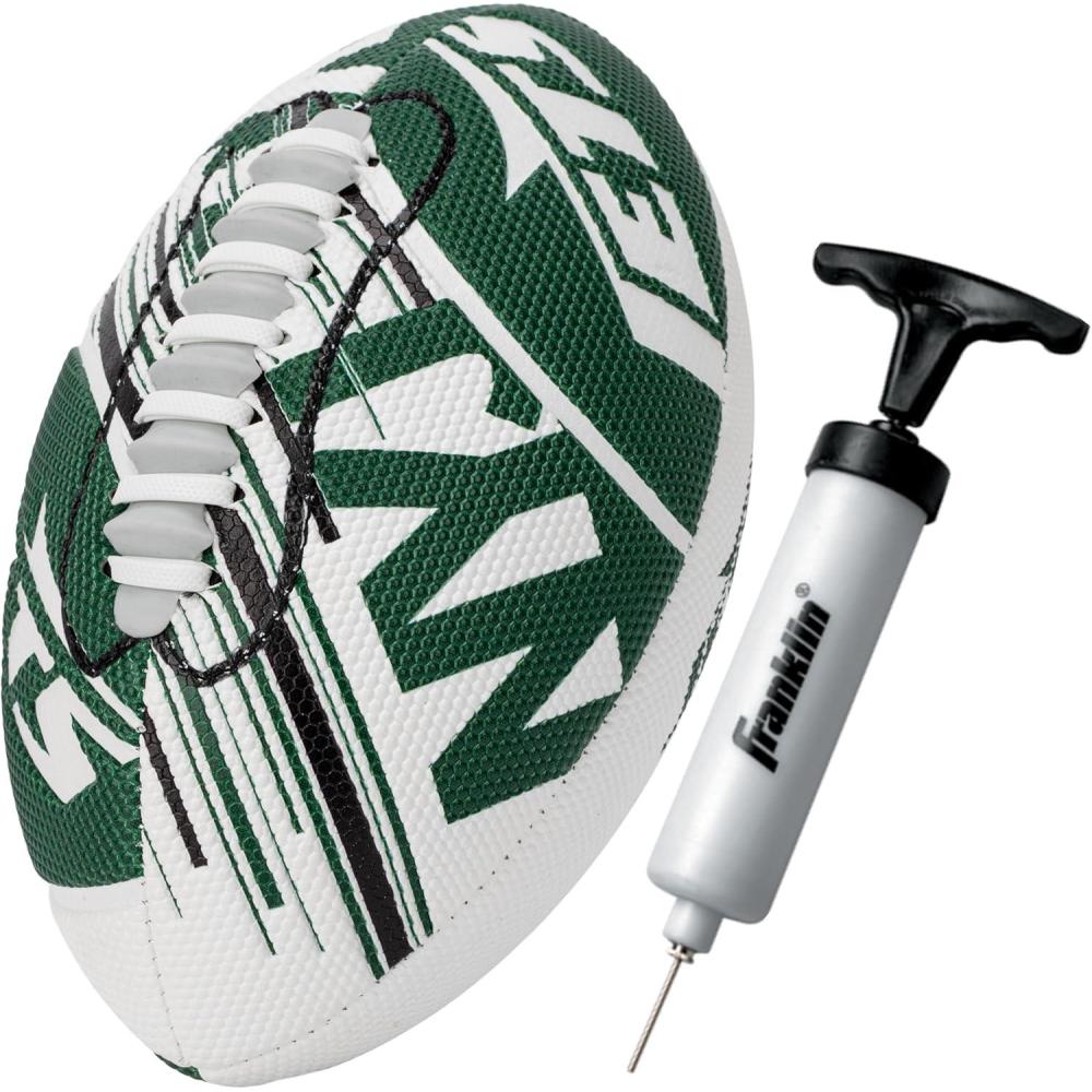 imageFranklin Sports NFL Team Mini Footballs  Youth 85quot Official NFL Licensed Football  Air Pump SetNew York Jets