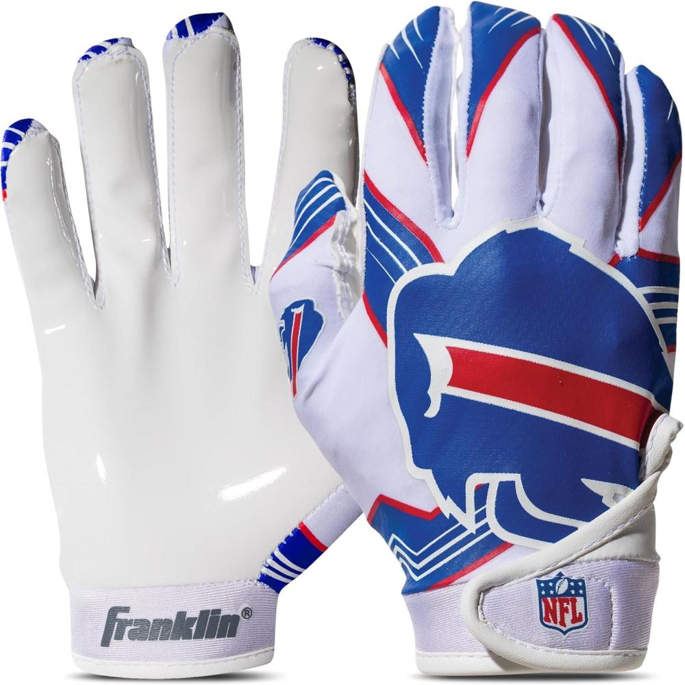 imageFranklin Sports Youth NFL Football Receiver Gloves  Kids Football Gloves Pair  NFL Team Logos and Silicone PalmBuffalo Bills