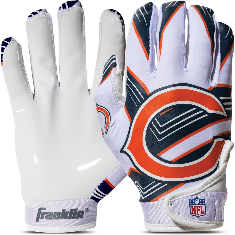 imageFranklin Sports Youth NFL Football Receiver Gloves  Kids Football Gloves Pair  NFL Team Logos and Silicone PalmChicago Bears