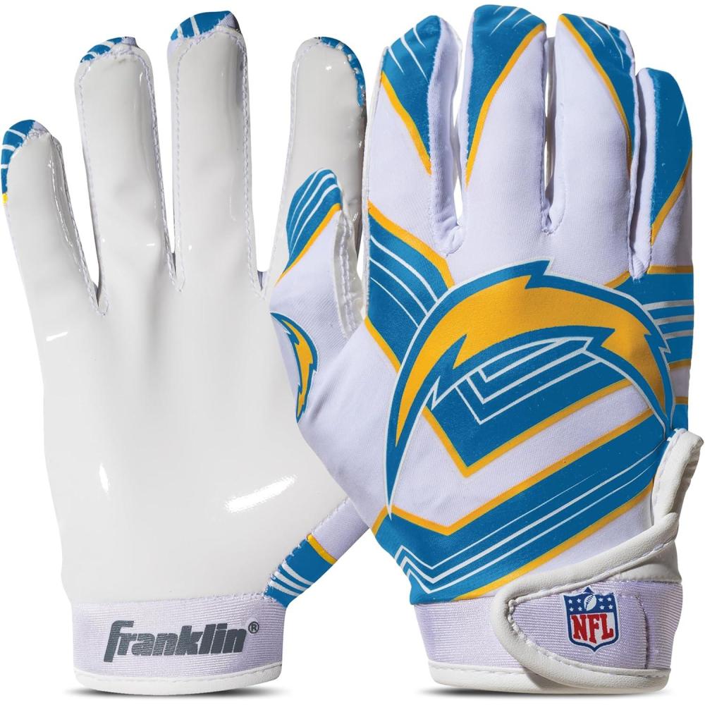 imageFranklin Sports Youth NFL Football Receiver Gloves  Kids Football Gloves Pair  NFL Team Logos and Silicone PalmLos Angeles Chargers