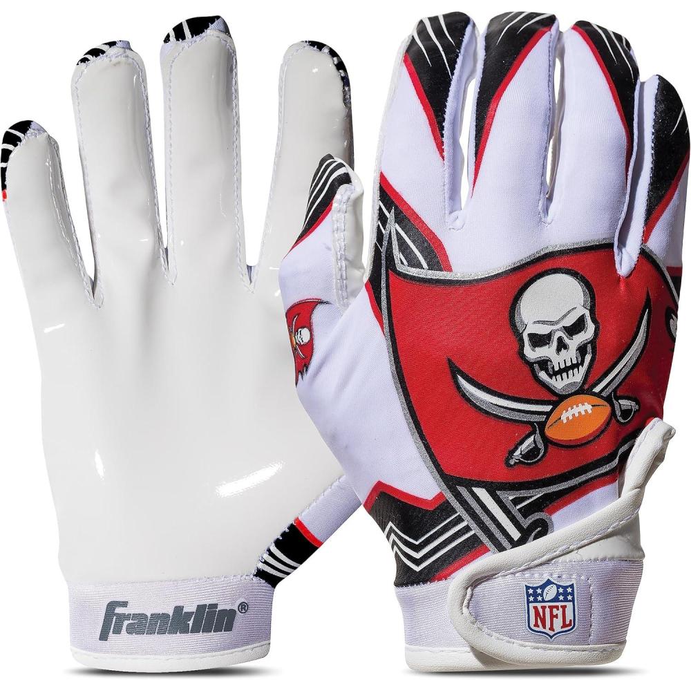 imageFranklin Sports Youth NFL Football Receiver Gloves  Kids Football Gloves Pair  NFL Team Logos and Silicone PalmTampa Bay Buccaneers