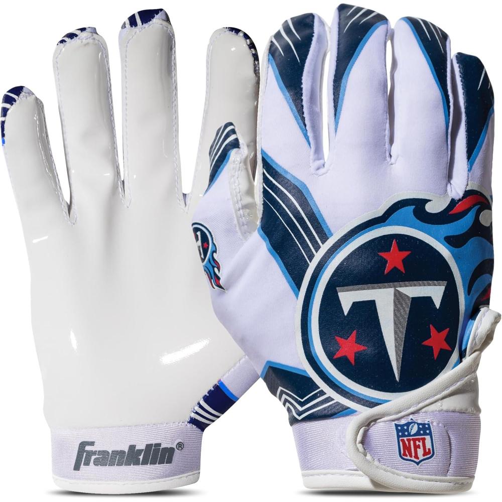 imageFranklin Sports Youth NFL Football Receiver Gloves  Kids Football Gloves Pair  NFL Team Logos and Silicone PalmTennessee Titans
