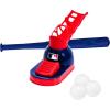 imageFranklin Sports Kids Baseball Pitching Machine  Pop A Pitch Batting Machine with Youth Bat  3 Plastic Balls  Boys  Girls Toy
