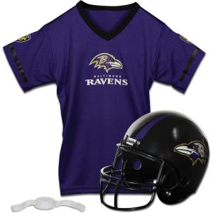 Franklin Sports NFL Kids Helmet + Jersey Sets – Youth NFL Team Uniform Sets – Costume Set – Helmet, Jersey + Chinstrap-Medium(Baltimore Ravens)