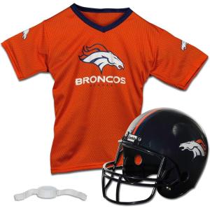 Franklin Sports NFL Kids Helmet + Jersey Sets – Youth NFL Team Uniform Sets – Costume Set – Helmet, Jersey + Chinstrap-Medium(Denver Broncos)