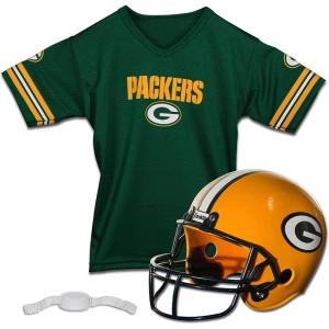 Franklin Sports NFL Kids Helmet + Jersey Sets – Youth NFL Team Uniform Sets – Costume Set – Helmet, Jersey + Chinstrap-Medium(Green Bay Packers)
