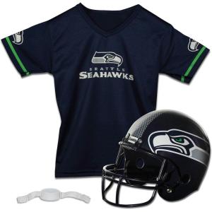 Franklin Sports NFL Kids Helmet + Jersey Sets – Youth NFL Team Uniform Sets – Costume Set – Helmet, Jersey + Chinstrap-Medium(Seattle Seahawks)