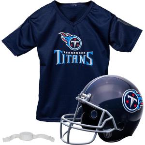 Franklin Sports NFL Kids Helmet + Jersey Sets – Youth NFL Team Uniform Sets – Costume Set – Helmet, Jersey + Chinstrap-Medium(Tennessee Titans)