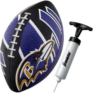 Franklin Sports NFL Team Footballs – Rubber Youth Mini Balls for All Teams – Kids 8.5″ Football + Air Pump Sets – Official NFL Licensed(Baltimore Ravens)