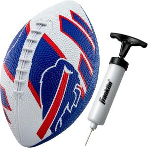 Franklin Sports NFL Team Footballs – Rubber Youth Mini Balls for All Teams – Kids 8.5″ Football + Air Pump Sets – Official NFL Licensed(Buffalo Bills)