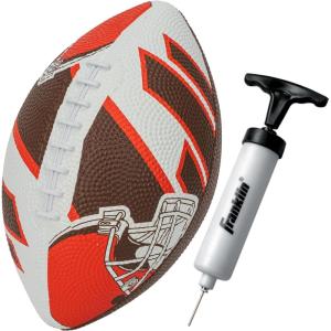 Franklin Sports NFL Team Footballs – Rubber Youth Mini Balls for All Teams – Kids 8.5″ Football + Air Pump Sets – Official NFL Licensed(Cleveland Browns)
