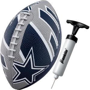Franklin Sports NFL Team Footballs – Rubber Youth Mini Balls for All Teams – Kids 8.5″ Football + Air Pump Sets – Official NFL Licensed(Dallas Cowboys)