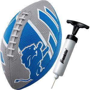 Franklin Sports NFL Team Footballs – Rubber Youth Mini Balls for All Teams – Kids 8.5″ Football + Air Pump Sets – Official NFL Licensed(Detroit Lions)