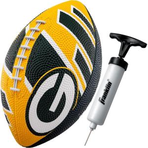 Franklin Sports NFL Team Footballs – Rubber Youth Mini Balls for All Teams – Kids 8.5″ Football + Air Pump Sets – Official NFL Licensed(Green Bay Packers)