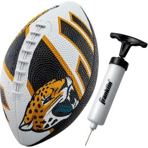 Franklin Sports NFL Team Footballs – Rubber Youth Mini Balls for All Teams – Kids 8.5″ Football + Air Pump Sets – Official NFL Licensed(Jacksonville Jaguars)