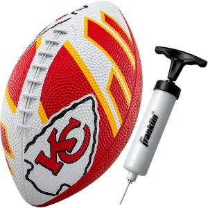 Franklin Sports NFL Team Footballs – Rubber Youth Mini Balls for All Teams – Kids 8.5″ Football + Air Pump Sets – Official NFL Licensed(Kansas City Chiefs)