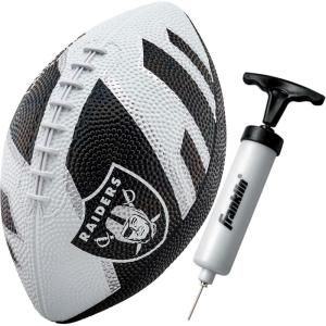 Franklin Sports NFL Team Footballs – Rubber Youth Mini Balls for All Teams – Kids 8.5″ Football + Air Pump Sets – Official NFL Licensed(Las Vegas Raiders)