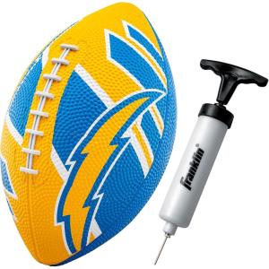 Franklin Sports NFL Team Footballs – Rubber Youth Mini Balls for All Teams – Kids 8.5″ Football + Air Pump Sets – Official NFL Licensed(Los Angeles Chargers)