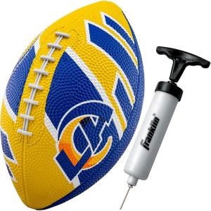 Franklin Sports NFL Team Footballs – Rubber Youth Mini Balls for All Teams – Kids 8.5″ Football + Air Pump Sets – Official NFL Licensed(Los Angeles Rams)