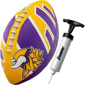 Franklin Sports NFL Team Footballs – Rubber Youth Mini Balls for All Teams – Kids 8.5″ Football + Air Pump Sets – Official NFL Licensed(Minnesota Vikings)