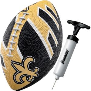 Franklin Sports NFL Team Footballs – Rubber Youth Mini Balls for All Teams – Kids 8.5″ Football + Air Pump Sets – Official NFL Licensed(New Orleans Saints)