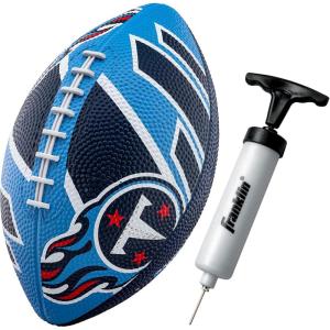 Franklin Sports NFL Team Footballs – Rubber Youth Mini Balls for All Teams – Kids 8.5″ Football + Air Pump Sets – Official NFL Licensed(Tennessee Titans)