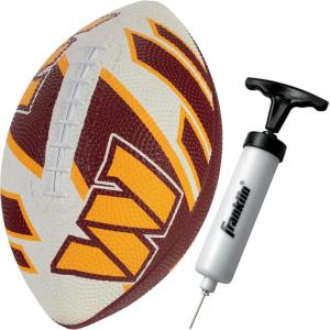 Franklin Sports NFL Team Footballs – Rubber Youth Mini Balls for All Teams – Kids 8.5″ Football + Air Pump Sets – Official NFL Licensed(Washington Commanders)
