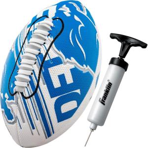 Franklin Sports NFL Team Mini Footballs – Youth 8.5″ Official NFL Licensed Football + Air Pump Set(Detroit Lions)