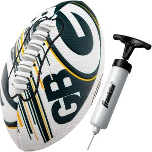 Franklin Sports NFL Team Mini Footballs – Youth 8.5″ Official NFL Licensed Football + Air Pump Set(Green Bay Packers)