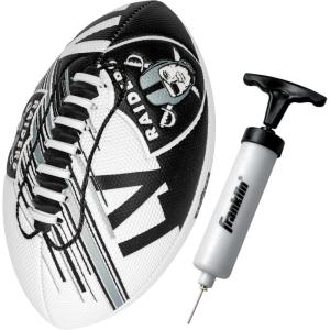 Franklin Sports NFL Team Mini Footballs – Youth 8.5″ Official NFL Licensed Football + Air Pump Set(Las Vegas Raiders)