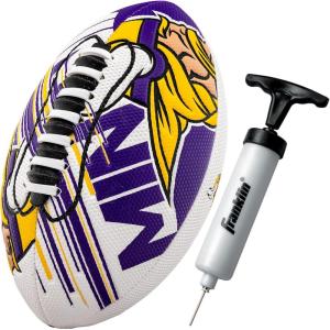 Franklin Sports NFL Team Mini Footballs – Youth 8.5″ Official NFL Licensed Football + Air Pump Set(Minnesota Vikings)