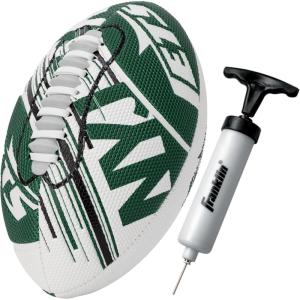 Franklin Sports NFL Team Mini Footballs – Youth 8.5″ Official NFL Licensed Football + Air Pump Set(New York Jets)