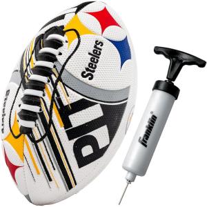 Franklin Sports NFL Team Mini Footballs – Youth 8.5″ Official NFL Licensed Football + Air Pump Set(Pittsburgh Steelers)