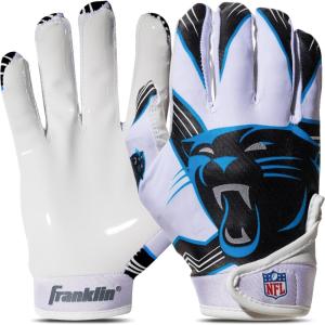 Franklin Sports Youth NFL Football Receiver Gloves – Kids Football Gloves Pair – NFL Team Logos and Silicone Palm(Carolina Panthers)