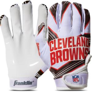 Franklin Sports Youth NFL Football Receiver Gloves – Kids Football Gloves Pair – NFL Team Logos and Silicone Palm(Cleveland Browns)