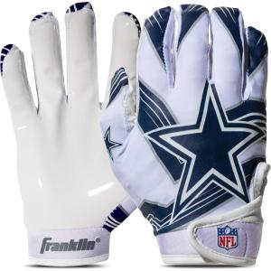 Franklin Sports Youth NFL Football Receiver Gloves – Kids Football Gloves Pair – NFL Team Logos and Silicone Palm(Dallas Cowboys)