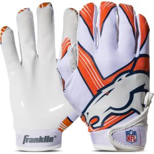 Franklin Sports Youth NFL Football Receiver Gloves – Kids Football Gloves Pair – NFL Team Logos and Silicone Palm(Denver Broncos)