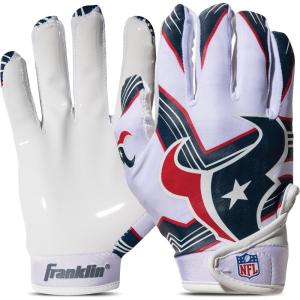 Franklin Sports Youth NFL Football Receiver Gloves – Kids Football Gloves Pair – NFL Team Logos and Silicone Palm(Houston Texans)