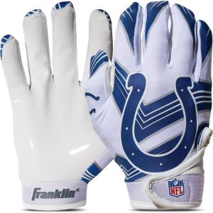 Franklin Sports Youth NFL Football Receiver Gloves – Kids Football Gloves Pair – NFL Team Logos and Silicone Palm(Indianapolis Colts)