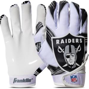 Franklin Sports Youth NFL Football Receiver Gloves – Kids Football Gloves Pair – NFL Team Logos and Silicone Palm(Las Vegas Raiders)