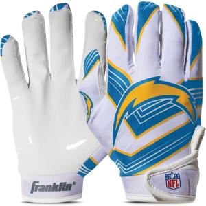 Franklin Sports Youth NFL Football Receiver Gloves – Kids Football Gloves Pair – NFL Team Logos and Silicone Palm(Los Angeles Chargers)