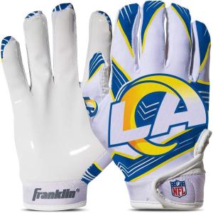 Franklin Sports Youth NFL Football Receiver Gloves – Kids Football Gloves Pair – NFL Team Logos and Silicone Palm(Los Angeles Rams)