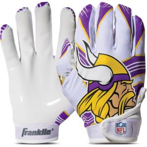 Franklin Sports Youth NFL Football Receiver Gloves – Kids Football Gloves Pair – NFL Team Logos and Silicone Palm(Minnesota Vikings)